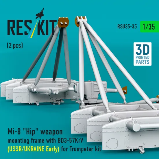 Reskit Rsu35-0035 1/35 Mi-8 Hip Weapon Mounting Frame With Bd3-57krv Ussr/Ukraine Early For Trumpeter Kit 2 Pcs