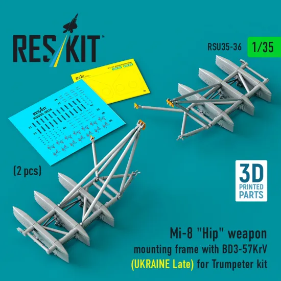 Reskit Rsu35-0036 1/35 Mi-8 Hip Weapon Mounting Frame With Bd3-57krv Ukraine Late For Trumpeter Kit 2 Pcs