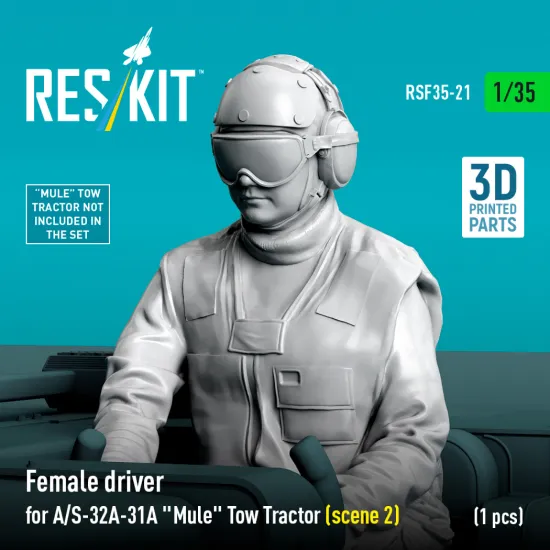Reskit Rsf35-0021 1/35 Female Driver For A/S-32a-31a Mule Tow Tractor Scene 2 1pcs