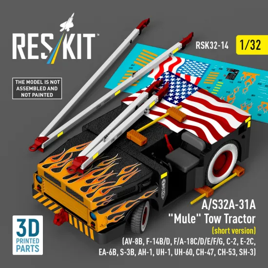 Reskit Rsk32-0014 1/32 A/S32a-31a Mule Tow Tractor Short Version Ah-1 Uh-1 Uh-60