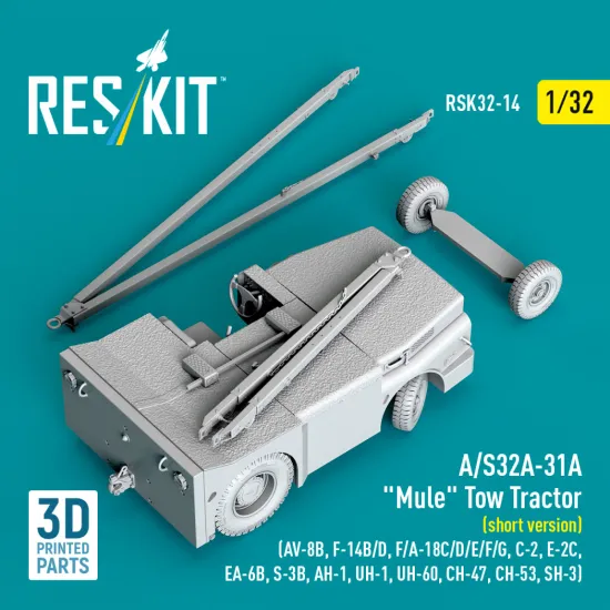 Reskit Rsk32-0014 1/32 A/S32a-31a Mule Tow Tractor Short Version Ah-1 Uh-1 Uh-60