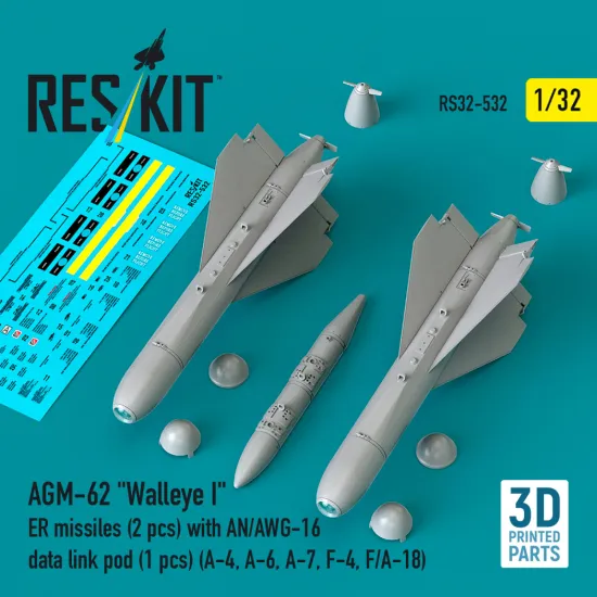 Reskit Rs32-0532 1/32 Agm-62 Walleye I Er Missiles With An/Awg-16 Data Link Pod A-4, A-6, A-7, F-4, F/A-18