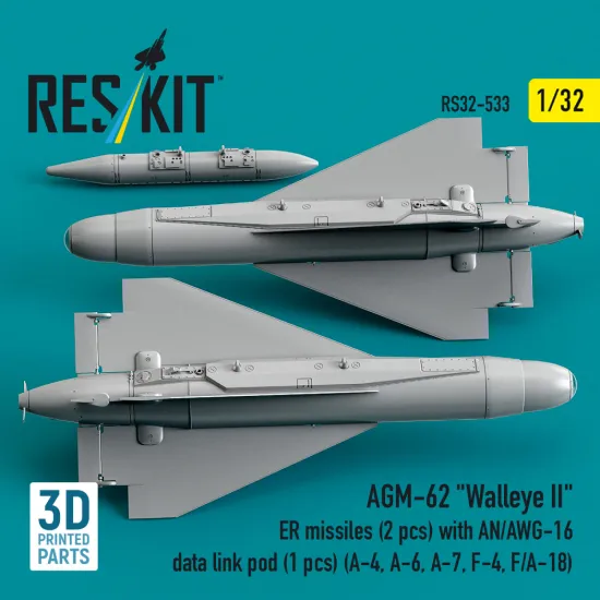 Reskit Rs32-0533 1/32 Agm-62 Walleye Ii Er Missiles With An/Awg-16 Data Link Pod A-4, A-6, A-7, F-4, F/A-18
