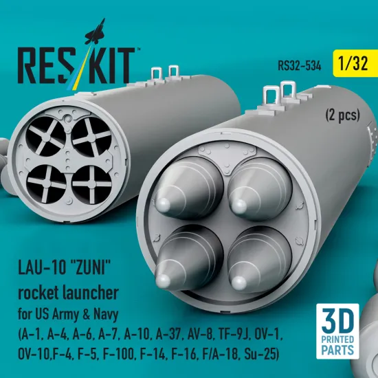 Reskit Rs32-0534 1/32 Lau-10 Zuni Rocket Launcher For Us Army And Navy 2 Pcs