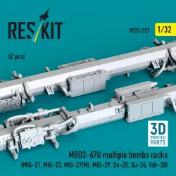 Reskit Rs32-0557 1/32 Mbd2-67u Multiple Bombs Racks 2 Pcs