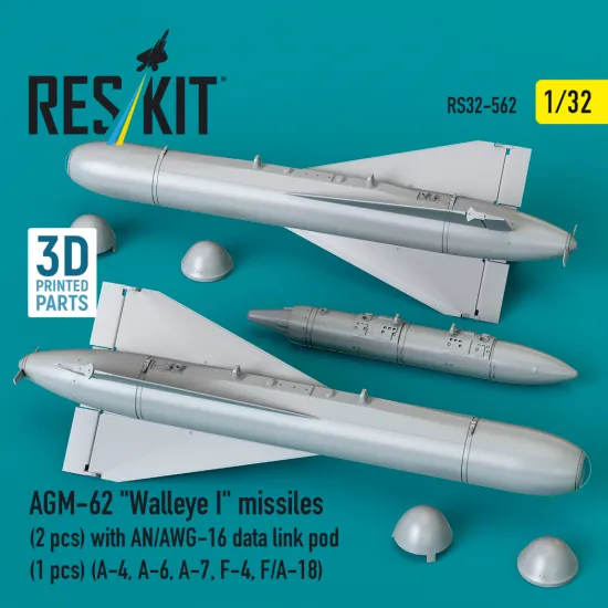 Reskit Rs32-0562 1/32 Agm-62 Walleye I Missiles With An/Awg-16 Data Link Pod