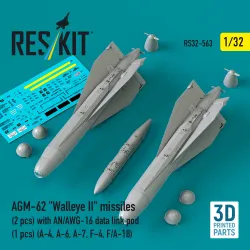 Reskit Rs32-0563 1/32 Agm-62 Walleye Ii Missiles With An/Awg-16 Data Link Pod