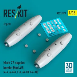 Reskit Rs32-0579 1/32 Mark 77 Napalm Bombs Mod.4/5 A-4, A-26k, F-4, Av-8b F/A-18
