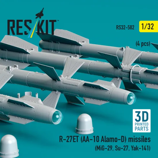 Reskit Rs32-0582 1/32 R-27et Aa-10 Alamo-d Missiles 4 Pcs Resin Kit