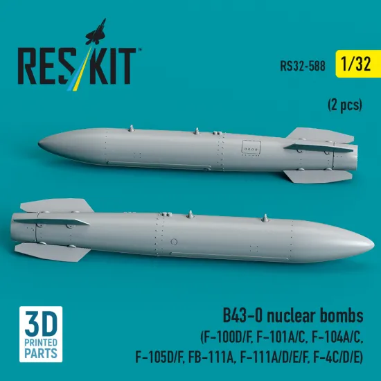 Reskit Rs32-0588 1/32 B43-0 Nuclear Bombs 2 Pcs Resin Kit