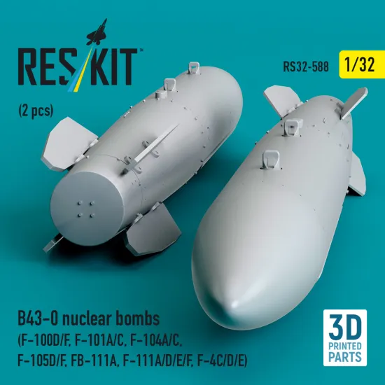 Reskit Rs32-0588 1/32 B43-0 Nuclear Bombs 2 Pcs Resin Kit