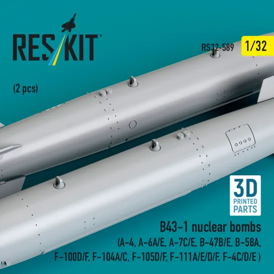Reskit Rs32-0589 1/32 Dummy Resin Kit B43-1 Nuclear Bombs 2 Pcs Resin Kit