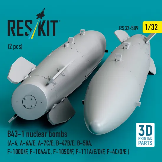 Reskit Rs32-0589 1/32 Dummy Resin Kit B43-1 Nuclear Bombs 2 Pcs Resin Kit
