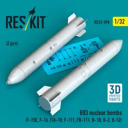 Reskit Rs32-0590 1/32 Dummy Resin Kit B83 Nuclear Bombs 2 Pcs Resin Kit