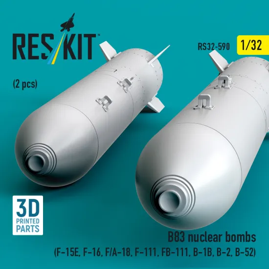 Reskit Rs32-0590 1/32 Dummy Resin Kit B83 Nuclear Bombs 2 Pcs Resin Kit