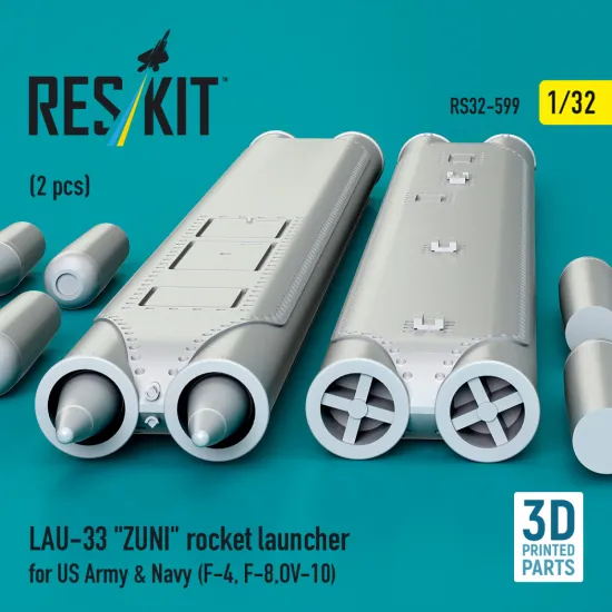 Reskit Rs32-0599 1/32 Lau-33 Zuni Rocket Launcher For Us Army And Navy 2 Pcs