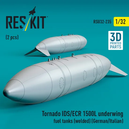Reskit Rsu32-00235 1/32 Tornado Ids/Ecr 1500l Underwing Fuel Tanks Welded German Af / Italian Af 2 Pcs