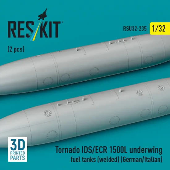 Reskit Rsu32-00235 1/32 Tornado Ids/Ecr 1500l Underwing Fuel Tanks Welded German Af / Italian Af 2 Pcs