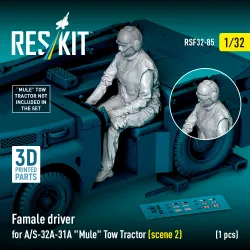 Reskit Rsf32-0085 1/32 Female Driver For A/S-32a-31a Mule Tow Tractor Scene 2 1 Pcs