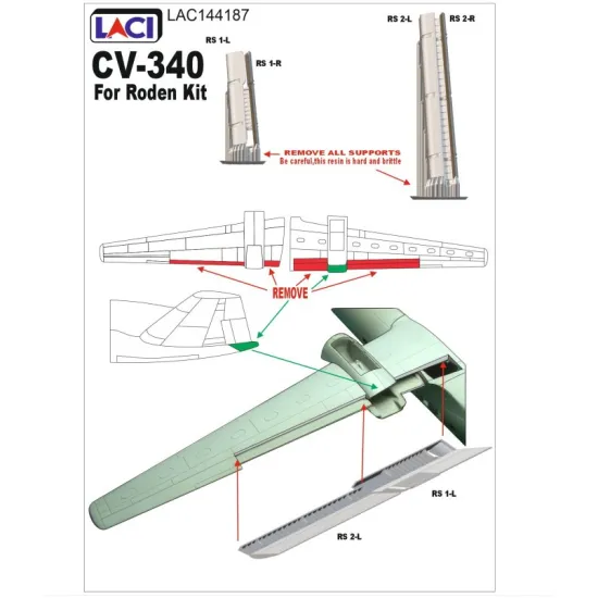 Laci 144187 1/144 Convair Cv 340 Landing Flaps Roden Kit Aircraft Accessories