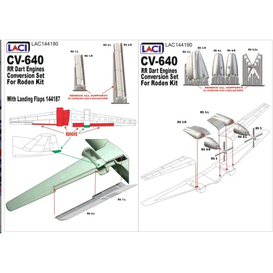 Laci 144190 1/144 Cv 640 Rr Dart Conversion Set With Landing Flaps Roden Kit