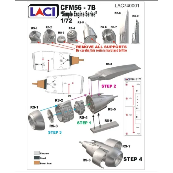 Laci 740001 1/72 Cfm56-7b Simple Engine Serie Aircraft Accessories