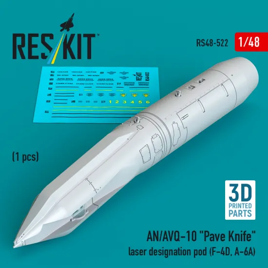Reskit Rs48-0522 1/48 An/Avq-10 Pave Knife Laser Designation Pod 1 Pcs F-4d A-6a