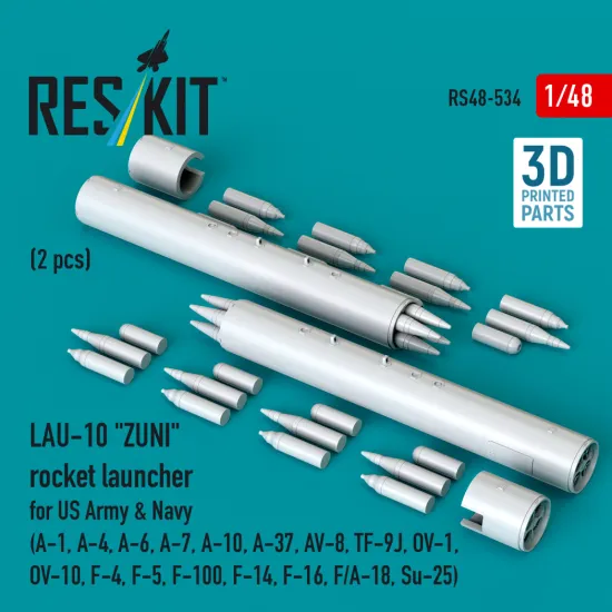 Reskit Rs48-0534 1/48 Lau-10 Zuni Rocket Launcher For Us Army And Navy 2 Pcs