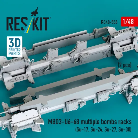 Reskit Rs48-0556 1/48 Mbd3-u6-68 Multiple Bombs Racks 2 Pcs Su-17, Su-24, Su-27, Su-30
