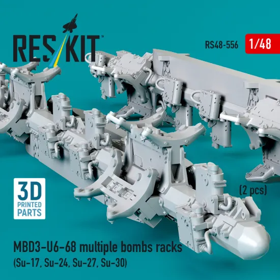 Reskit Rs48-0556 1/48 Mbd3-u6-68 Multiple Bombs Racks 2 Pcs Su-17, Su-24, Su-27, Su-30