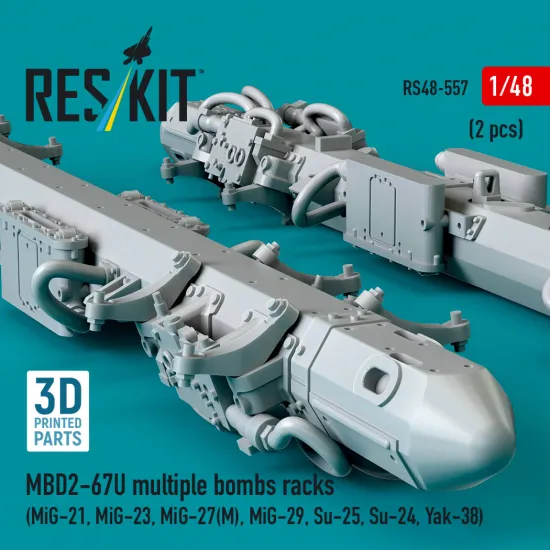 Reskit RS48-0557 1/48 MBD2-67U multiple bombs racks 2 pcs MiG-21, MiG-23, MiG-27М MiG-29, Su-25, Su-24, Yak-38