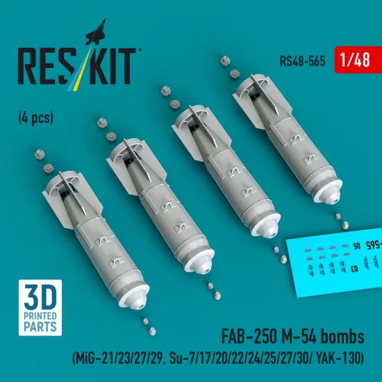 Reskit RS48-0565 1/48 FAB-250 М-54 bombs 4 pcs Resin kit