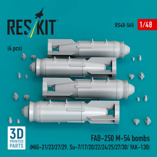 Reskit RS48-0565 1/48 FAB-250 М-54 bombs 4 pcs Resin kit