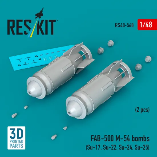 Reskit Rs48-0568 1/48 Ab-500 M-54 Bombs 2 Pcs Resin Kit