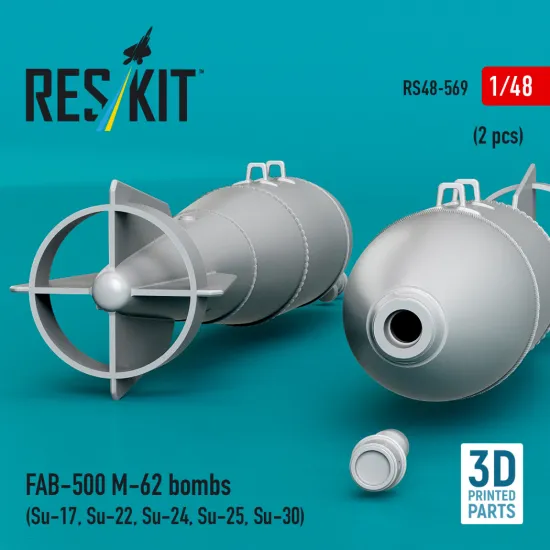 Reskit Rs48-0569 1/48 Fab-500 M-62 Bombs 2 Pcs Su-17, Su-22, Su-24, Su-25, Su-30