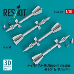 Reskit Rs48-0577 1/48 R-27ep Aa-10 Alamo-f Missiles 4 Pcs