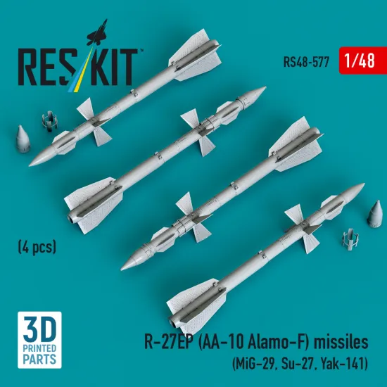 Reskit Rs48-0577 1/48 R-27ep Aa-10 Alamo-f Missiles 4 Pcs
