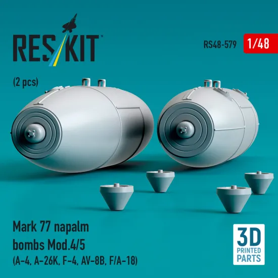 Reskit Rs48-0579 1/48 Mark 77 Napalm Bombs Mod.4/5 2pcs