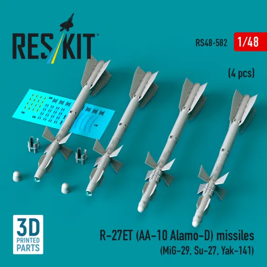 Reskit Rs48-0582 1/48 R-27et Aa-10 Alamo-d Missiles 4 Pcs
