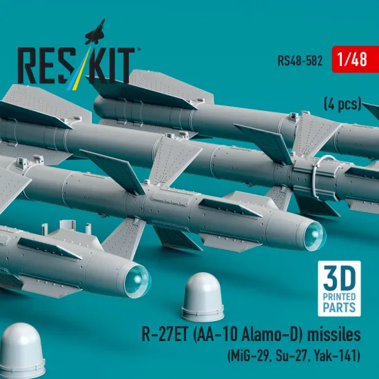 Reskit Rs48-0582 1/48 R-27et Aa-10 Alamo-d Missiles 4 Pcs
