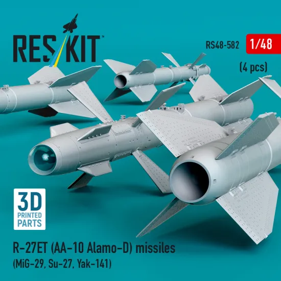 Reskit Rs48-0582 1/48 R-27et Aa-10 Alamo-d Missiles 4 Pcs