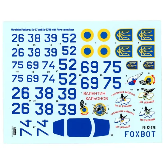 Foxbot 72-076 1/72 Ukrainian Su-27 And Su-27ub With Flora Camouflage For Airfix Hasegawa Heller Icm Trumpeter Kits