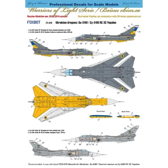 Foxbot 72-079 1/72 Sukhoi Su-24m Ukrainian Air Force For Trumpeter Dragon Kits