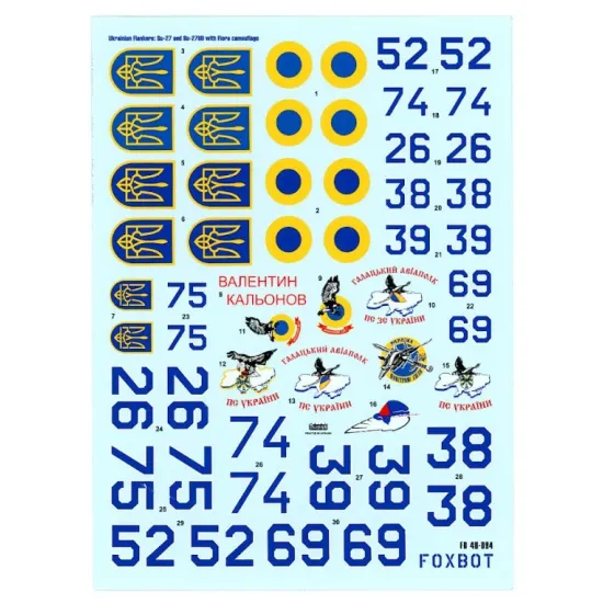 Foxbot 48-094 1/48 Ukrainian Su-27 And Su-27ub With Flora Camouflage For Academy Eduard Great Wall Hobby Hobbyboss Kitty Hawk Kits