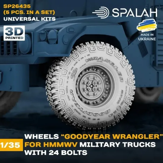 Spalah 26435 1/35 Set Of Scale Models Wheels Goodyear Wrangler For Hmmwv Military Trucks With 24 Bolts 5 Pcs