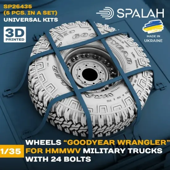 Spalah 26435 1/35 Set Of Scale Models Wheels Goodyear Wrangler For Hmmwv Military Trucks With 24 Bolts 5 Pcs