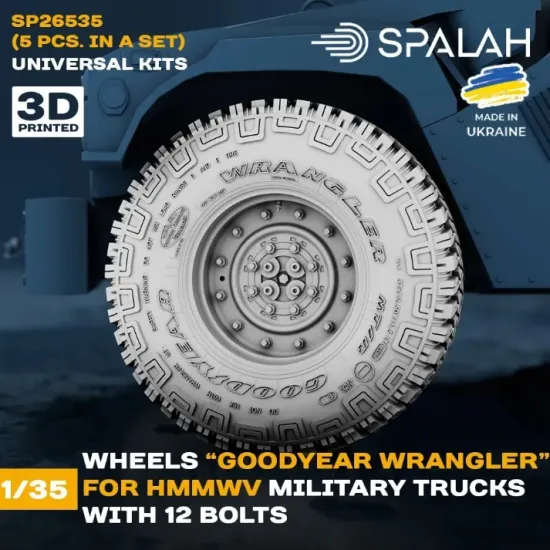 Spalah 26535 1/35 Set Of Scale Models Wheels Goodyear Wrangler For Hmmwv Military Trucks With 12 Bolts 5 Pcs