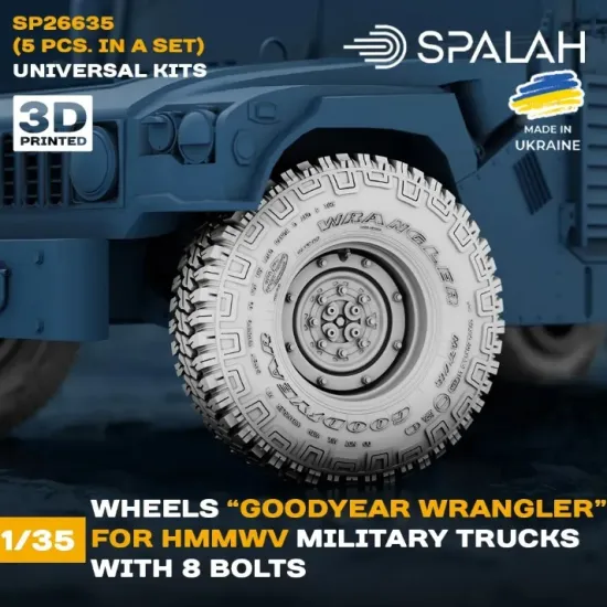 Spalah 26635 1/35 Set Of Scale Models Wheels Goodyear Wrangler For Hmmwv Military Trucks With 8 Bolts 5 Pcs