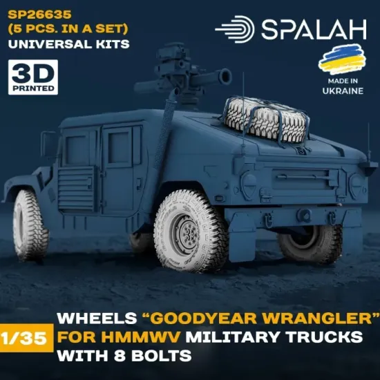 Spalah 26635 1/35 Set Of Scale Models Wheels Goodyear Wrangler For Hmmwv Military Trucks With 8 Bolts 5 Pcs