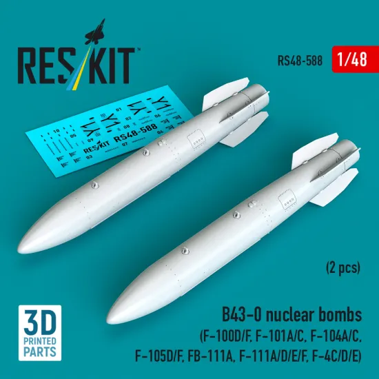 Reskit Rs48-0588 1/48 B43-0 Nuclear Bombs 2 Pcs Resin Kit